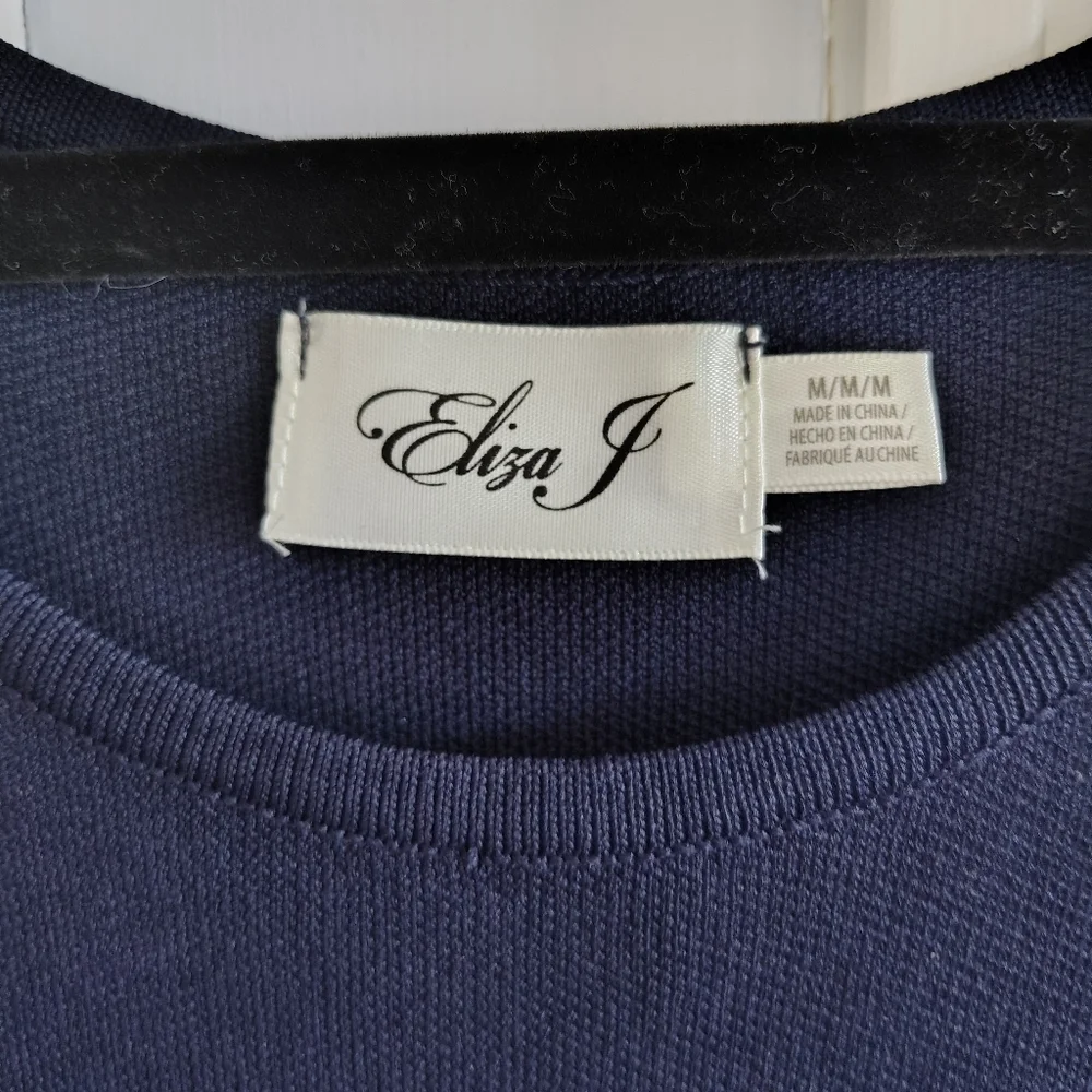 Eliza J Dark Navy Sleeveless A-Line Sweater Dress M - Picture 7 of 11